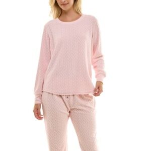 Roudelain Women's Packaged Textured Cable Jogger Pajama Set - Potpurri 6 Size L